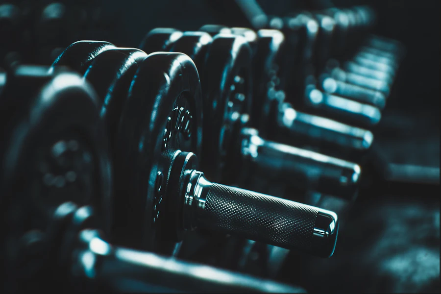 Dumbbells racked and ready.